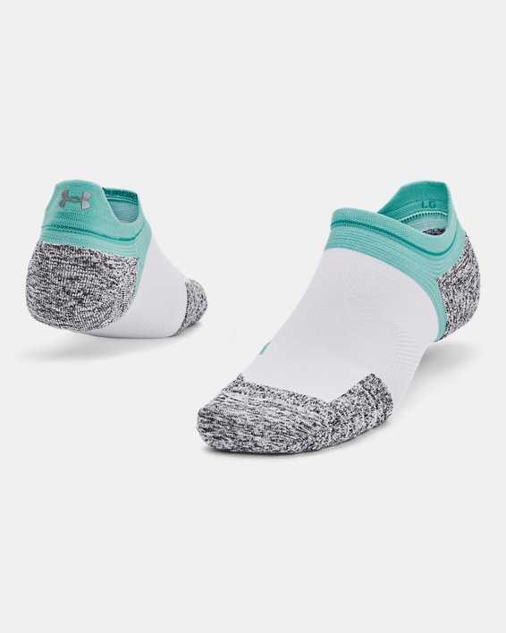 Unisex UA ArmourDry™ Run Cushion No Show Tab Socks in White image number 0